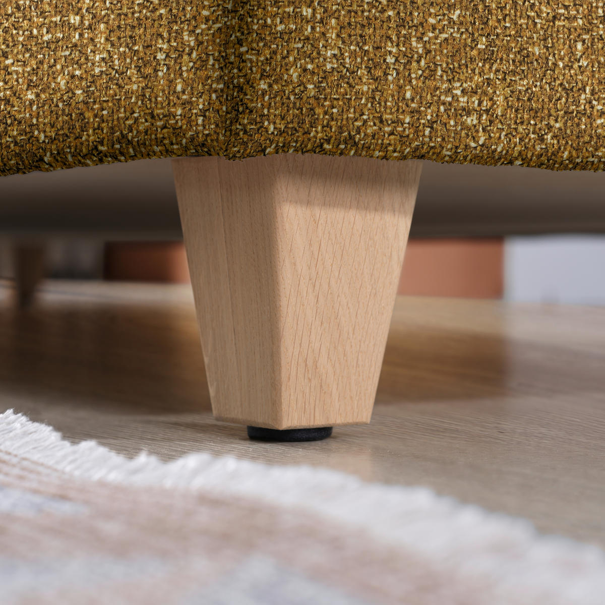 ECKSOFA  in Mikrovelours Senfgelb  261/203 cm  - Eichefarben/Senfgelb, KONVENTIONELL, Holz/Textil (261/203cm) - Sedda