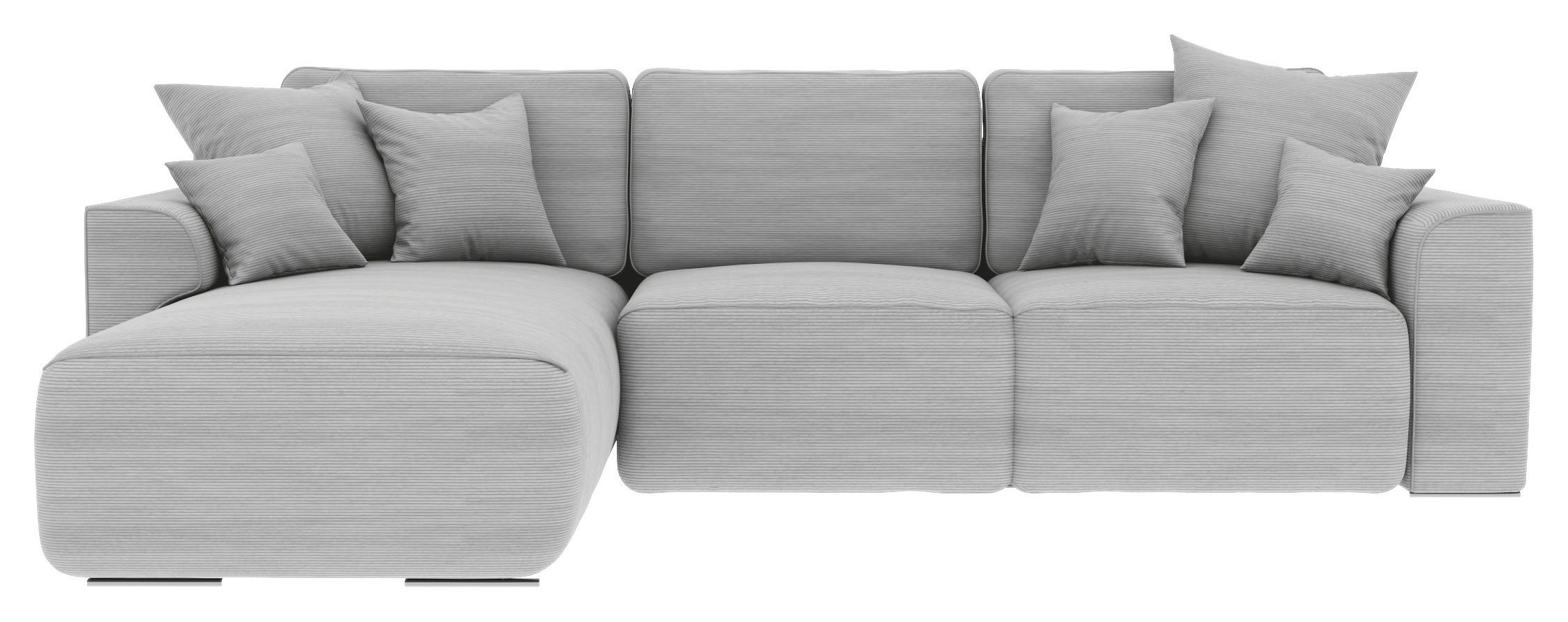 ECKSOFA in Cord Grau  - Chromfarben/Grau, Konventionell, Kunststoff/Textil (195/293cm) - MID.YOU