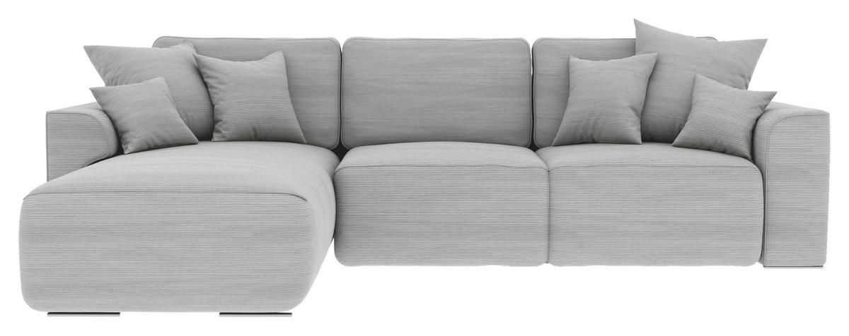 ECKSOFA in Cord Grau  - Chromfarben/Grau, Konventionell, Kunststoff/Textil (195/293cm) - MID.YOU