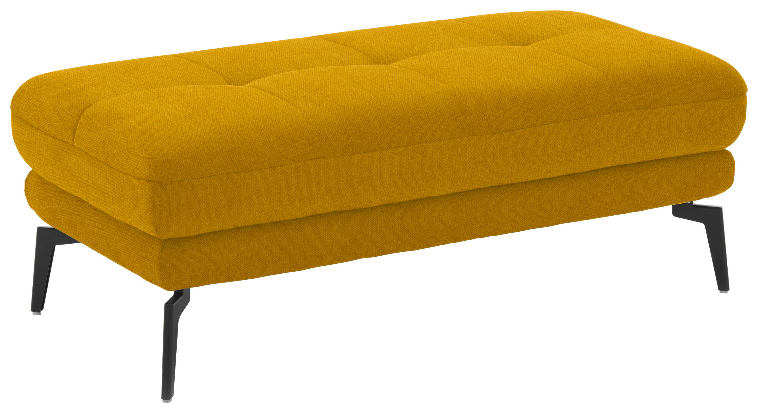 HOCKER in Textil Currygelb  - Currygelb/Schwarz, Design, Textil/Metall (132/45/68cm) - Beldomo Style