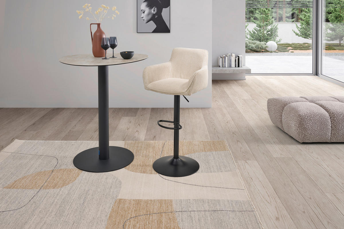 BÁRSZÉK fém, textil fekete, bézs  - bézs/fekete, Modern, textil/fém (55/91.5-113/52cm) - Livetastic