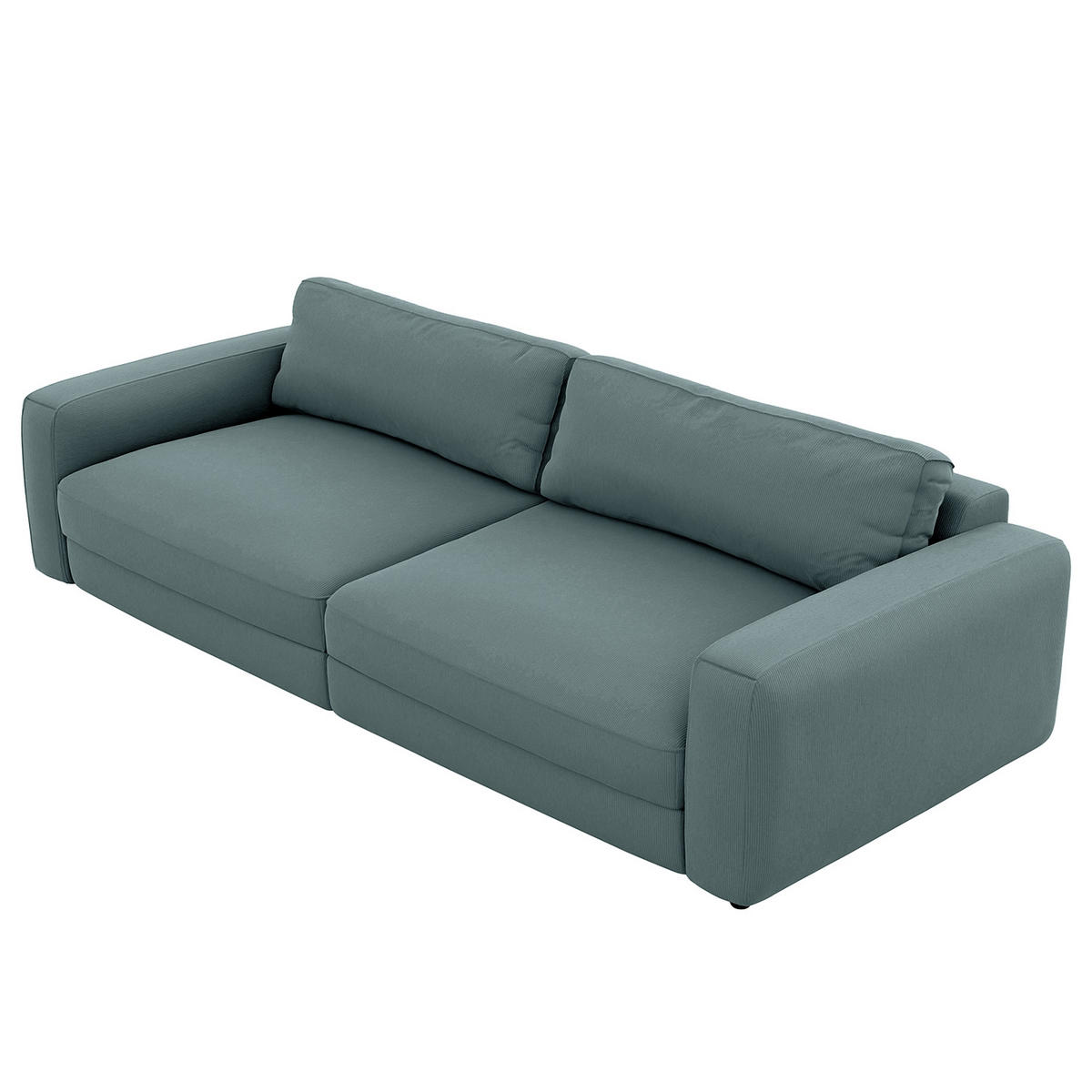 BIGSOFA in Cord Blaugrau  - Blaugrau/Schwarz, Modern, Kunststoff/Textil (264/84/125cm) - Trendmanufaktur