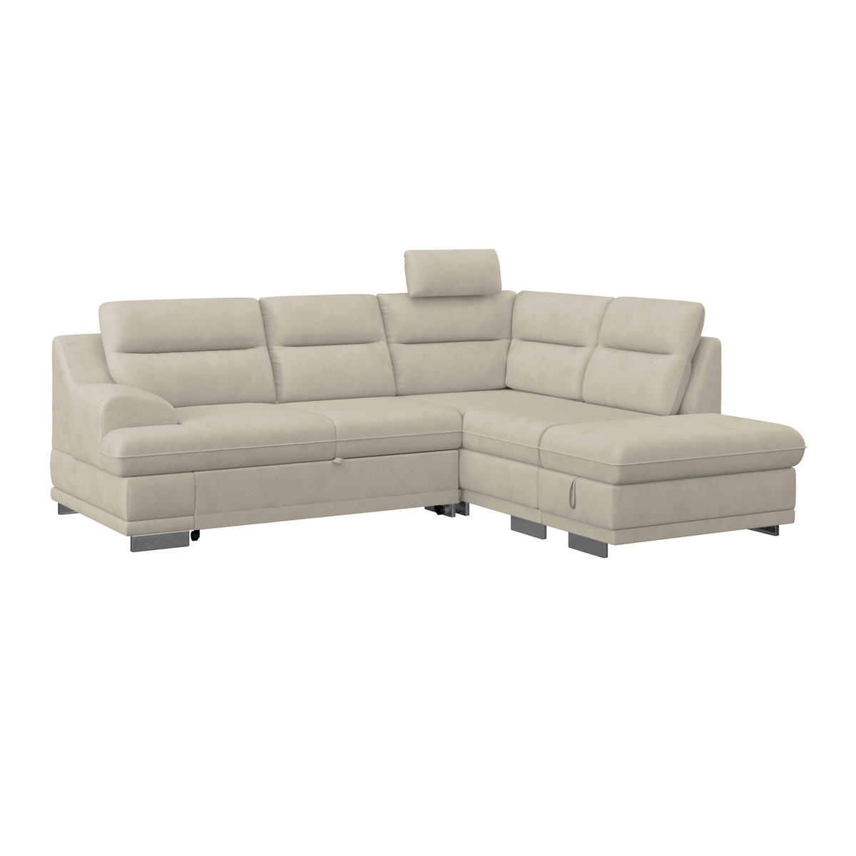 WOHNLANDSCHAFT in Velours Platinfarben  - Platinfarben/Chromfarben, KONVENTIONELL, Textil/Metall (264/217cm) - MID.YOU