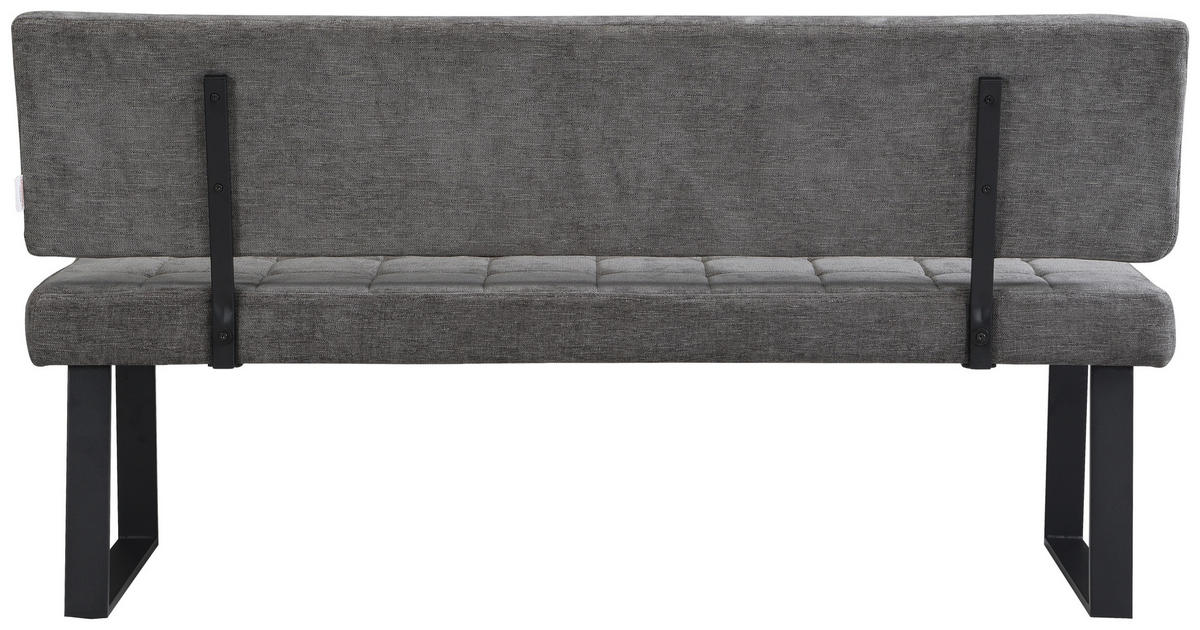 SITZBANK in Metall, Textil Hellgrau  - Hellgrau/Schwarz, MODERN, Textil/Metall (160/85/56cm) - Livetastic