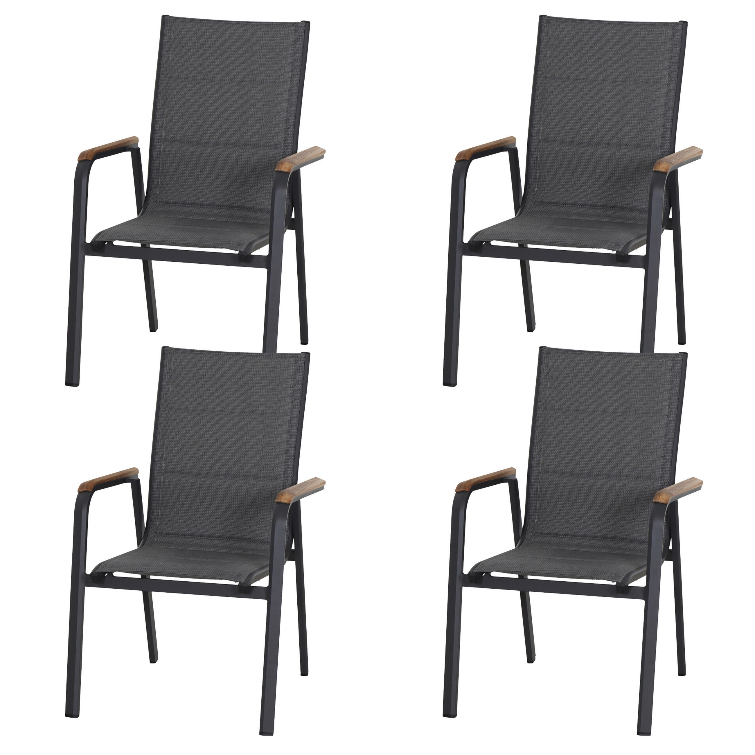 KLAPPSESSEL-SET in Holz, Metall, Kunststoff Anthrazit  - Anthrazit, Basics, Holz/Kunststoff (62,5/98/68cm) - Siena Garden