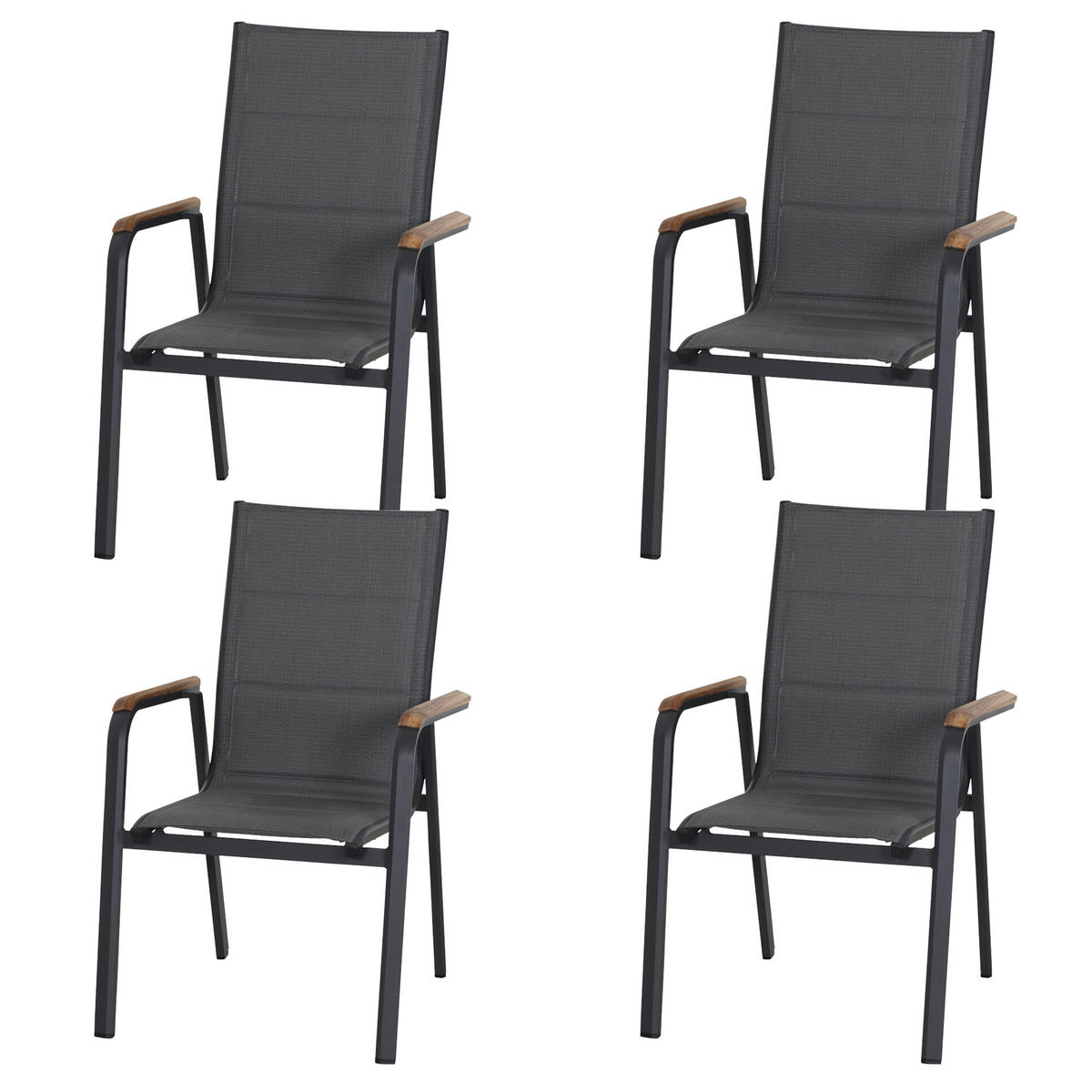 KLAPPSESSEL-SET in Holz, Metall, Kunststoff Anthrazit  - Anthrazit, Basics, Holz/Kunststoff (62,5/98/68cm) - Siena Garden