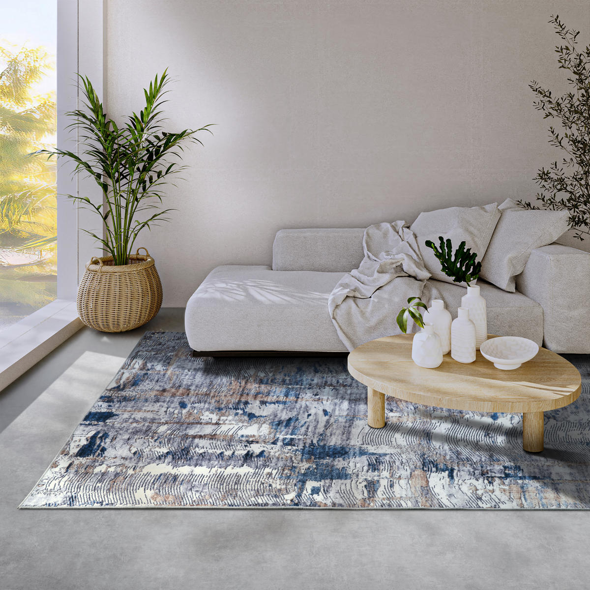 FLACHWEBETEPPICH 160/230 cm Imagination Dunkelblau, Beige  - Beige/Dunkelblau, Design, Kunststoff (160/230cm)