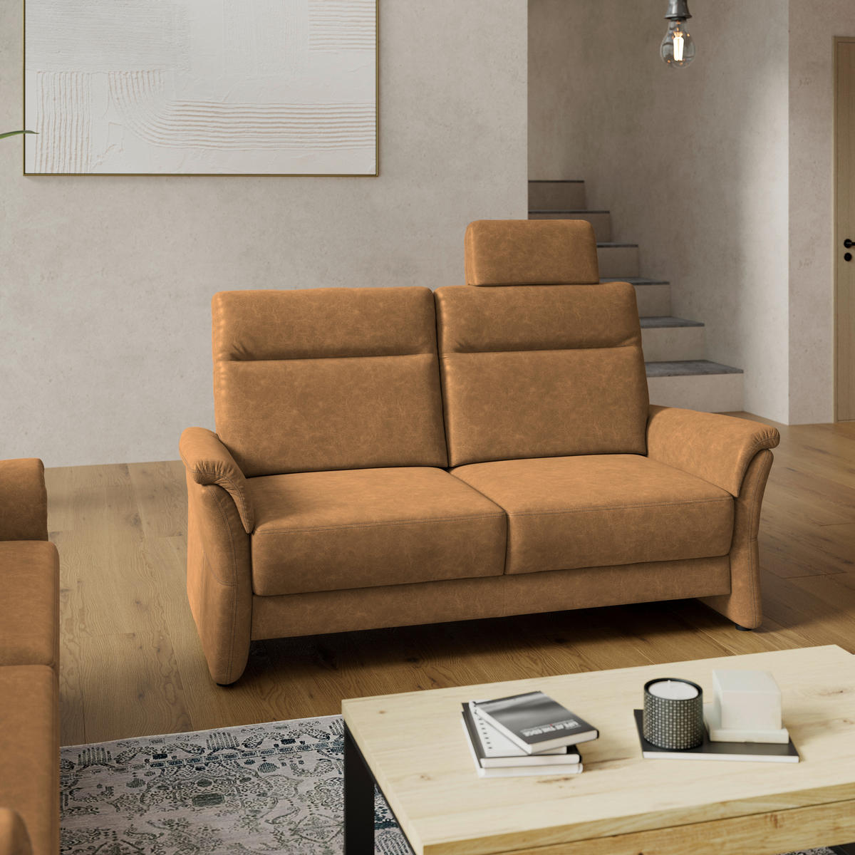 2,5-SITZER Mikrofaser Senfgelb  - Senfgelb/Schwarz, Konventionell, Kunststoff/Textil (170/99/91cm) - Elegando