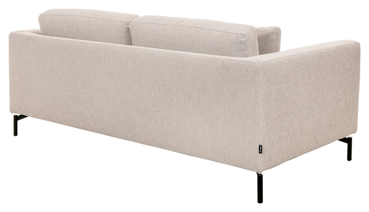 2,5-SITS SOFFA i svart, beige  - beige/svart, Basics, metall/trä (190/84/100cm) - Pure Home Comfort