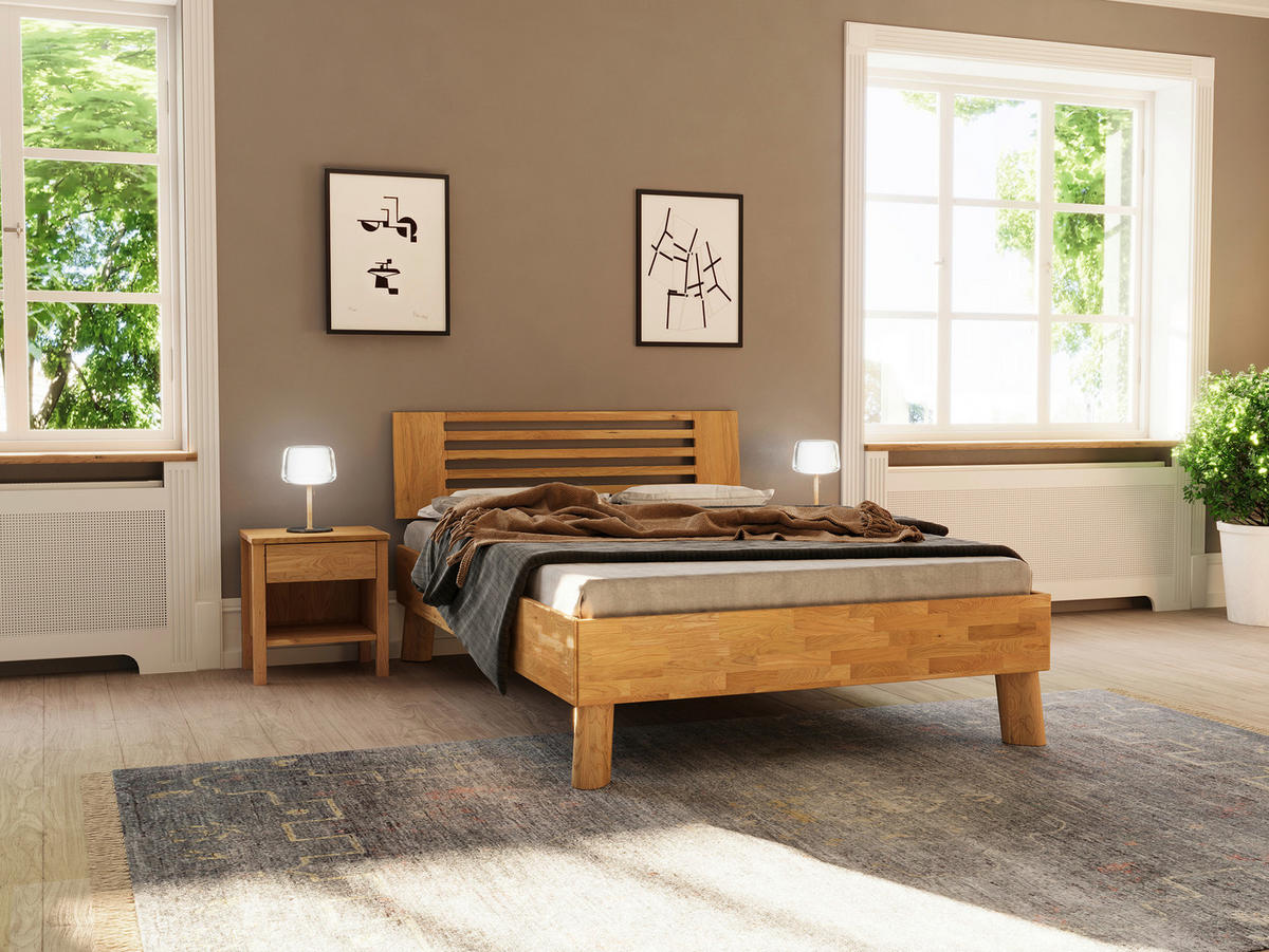 BETT - Wildeiche/Naturfarben, MODERN, Holz (140/200cm) - MID.YOU