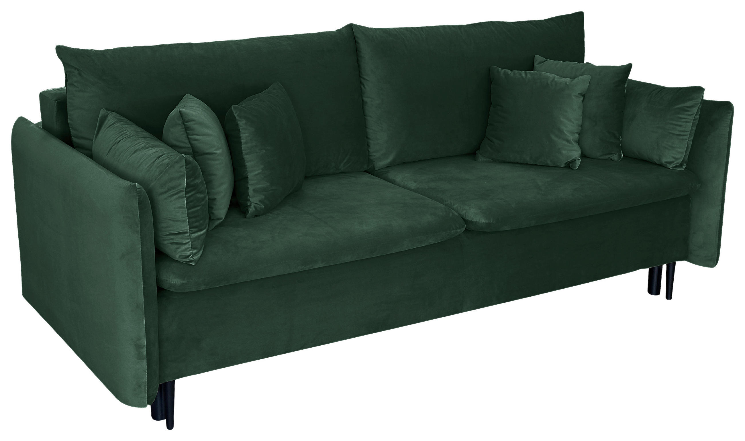 SCHLAFSOFA Velours Grün  - Schwarz/Grün, Design, Holz/Kunststoff (220/96/102cm) - MID.YOU