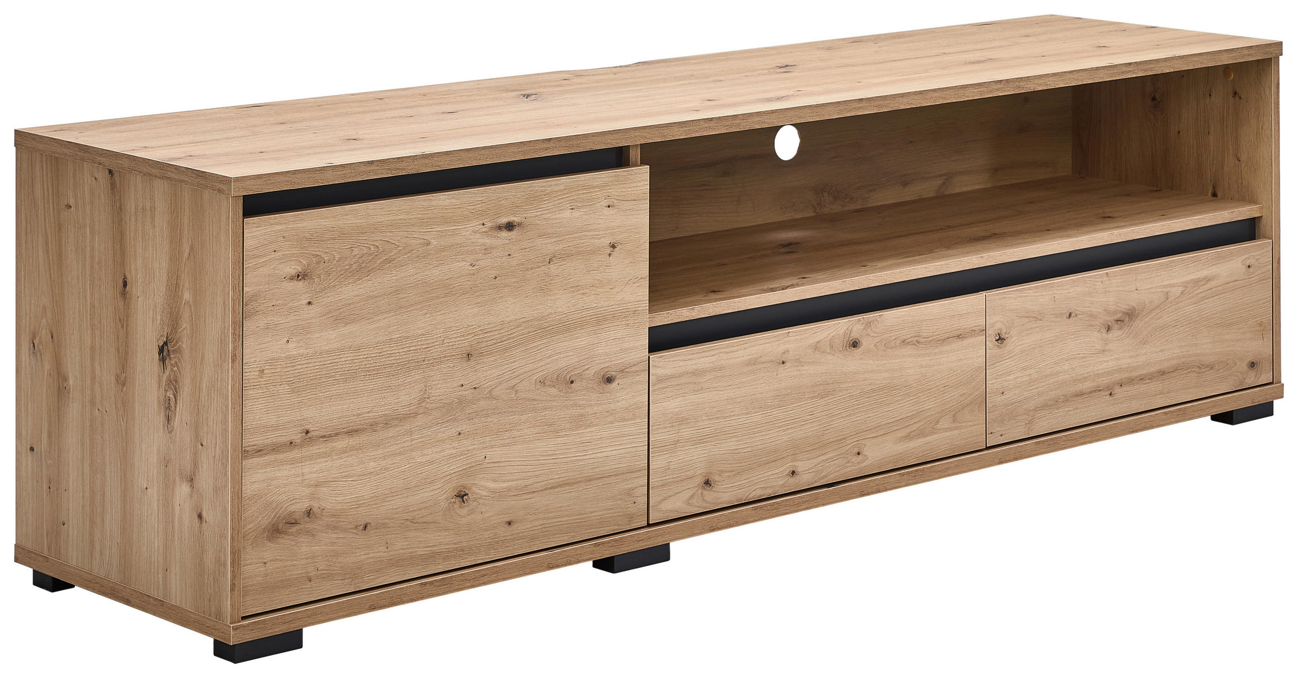 LOWBOARD  in 180/55/48 cm  - Eichefarben/Anthrazit, Design, Holzwerkstoff/Kunststoff (180/55/48cm) - Carryhome