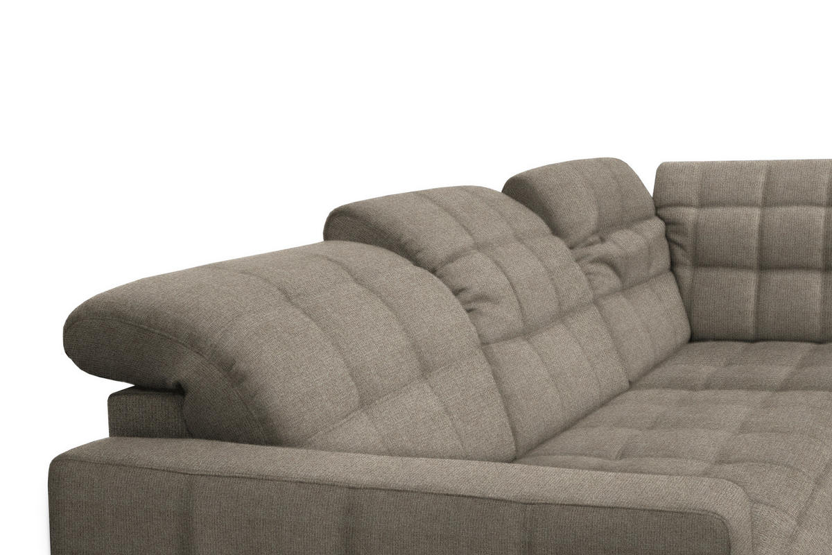 ECKSOFA in Webstoff Beige  - Beige/Schwarz, Design, Holz/Textil (216/297cm) - Xora