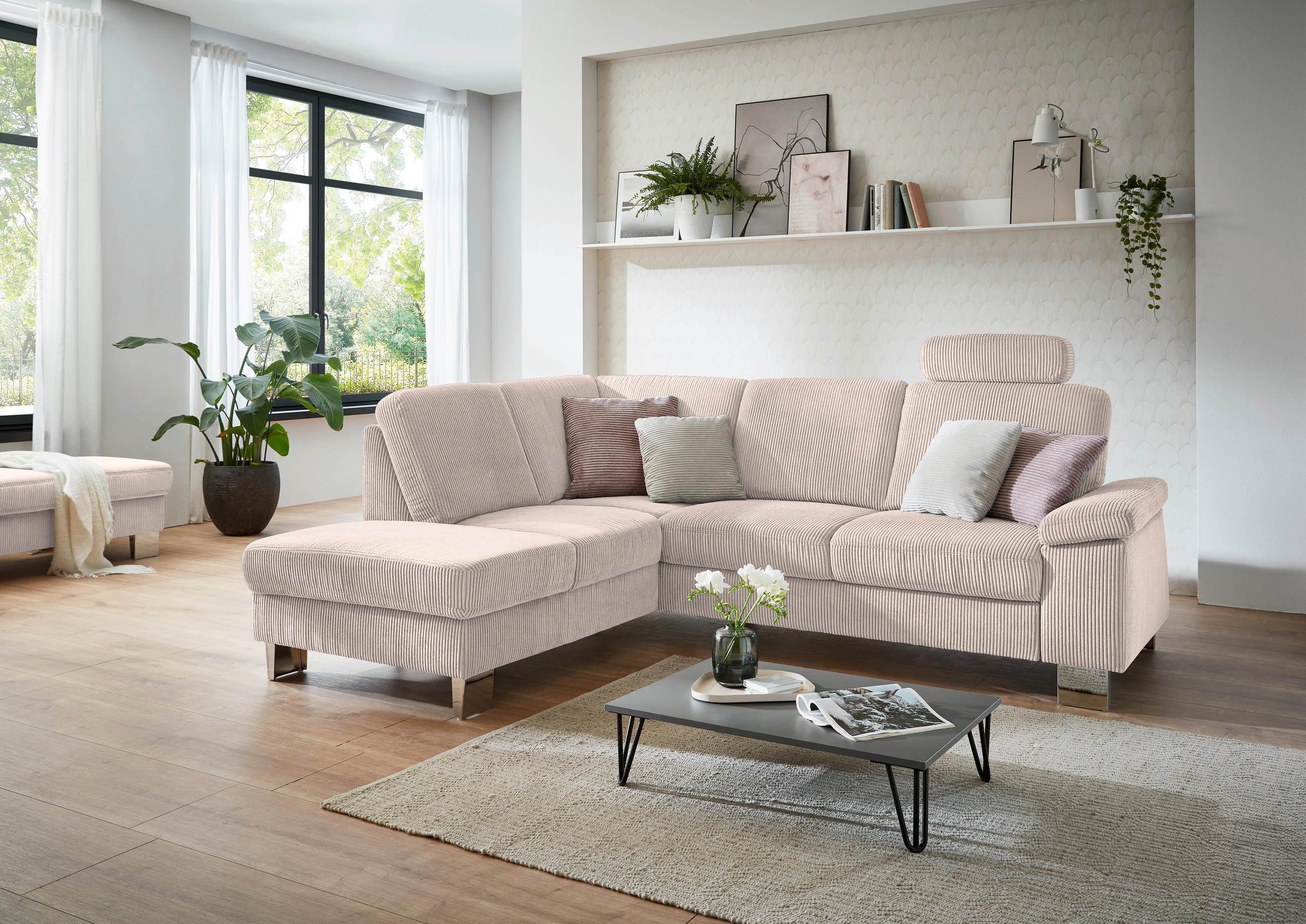 HÖRNSOFFA i manchester ljusbrun  - stålfärgad/ljusbrun, Klassisk, metall/textil (200/248cm) - Beldomo System