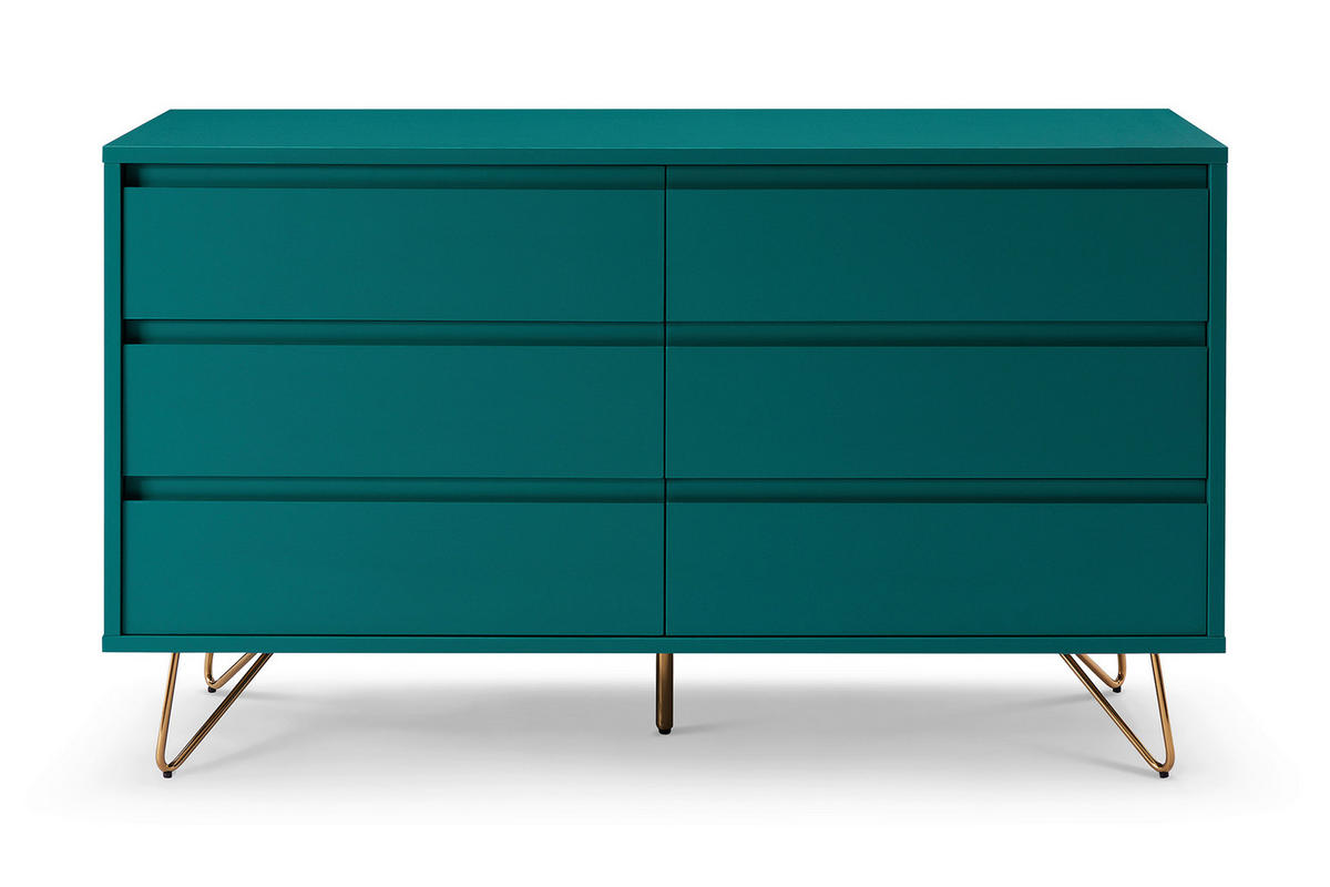 KOMMODE  in 120/70/40 cm  - Blau/Messingfarben, Design, Holzwerkstoff/Metall (120/70/40cm) - Livetastic