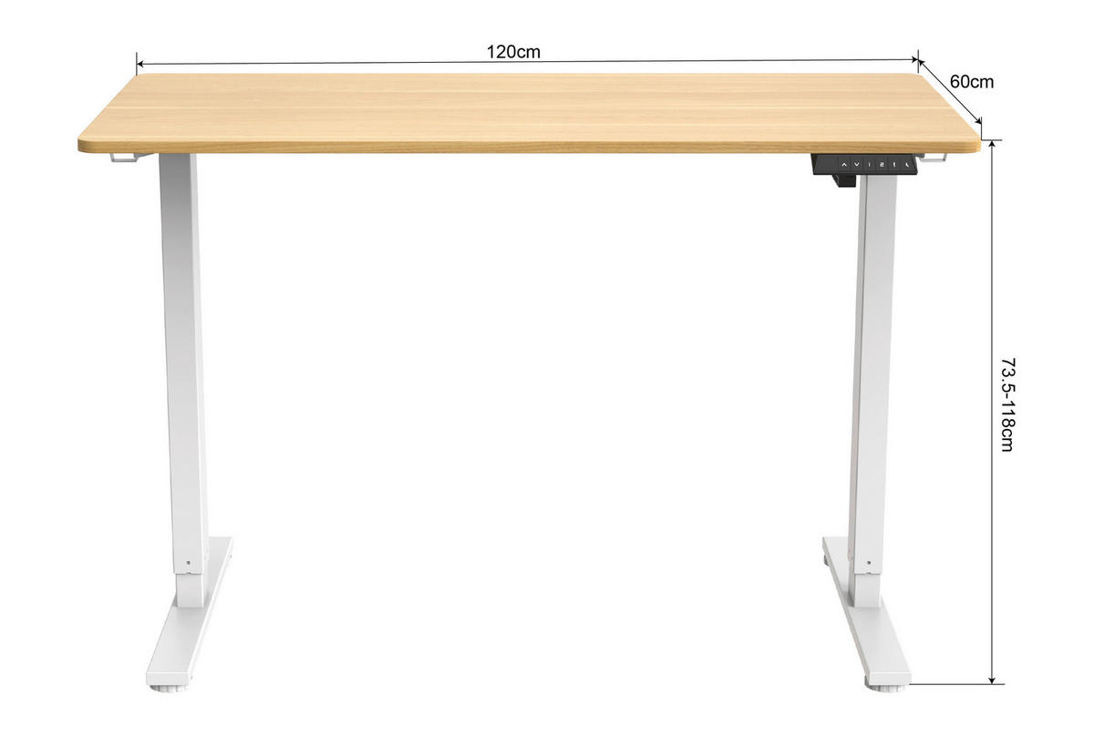 SCHREIBTISCH höhenverstellbar  - Eichefarben/Weiß, MODERN, Holzwerkstoff/Metall (120/60/73,5/118cm) - Livetastic