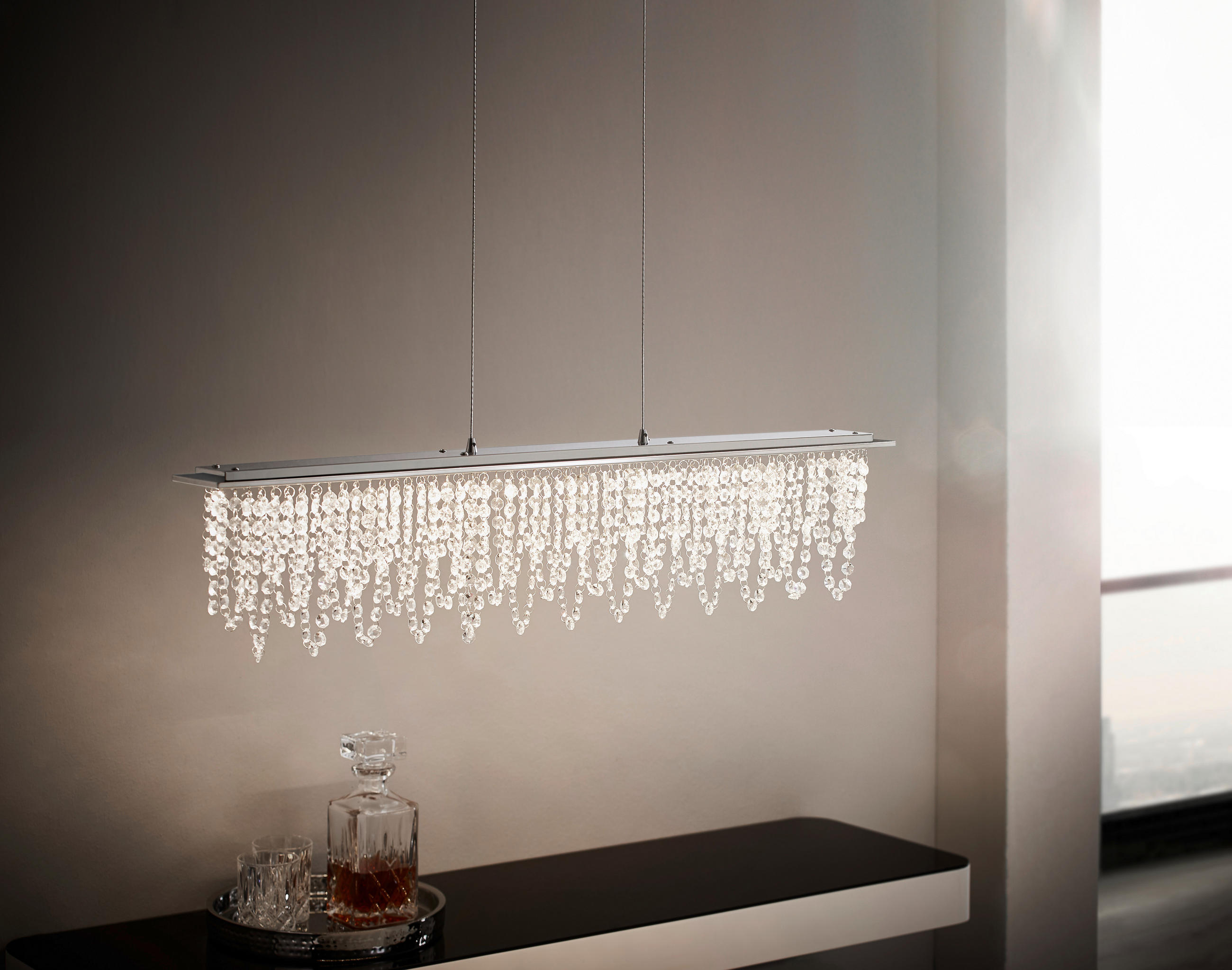 LED-HÄNGELEUCHTE  90 cm  - Klar, Design, Glas/Metall (90cm) - Globo