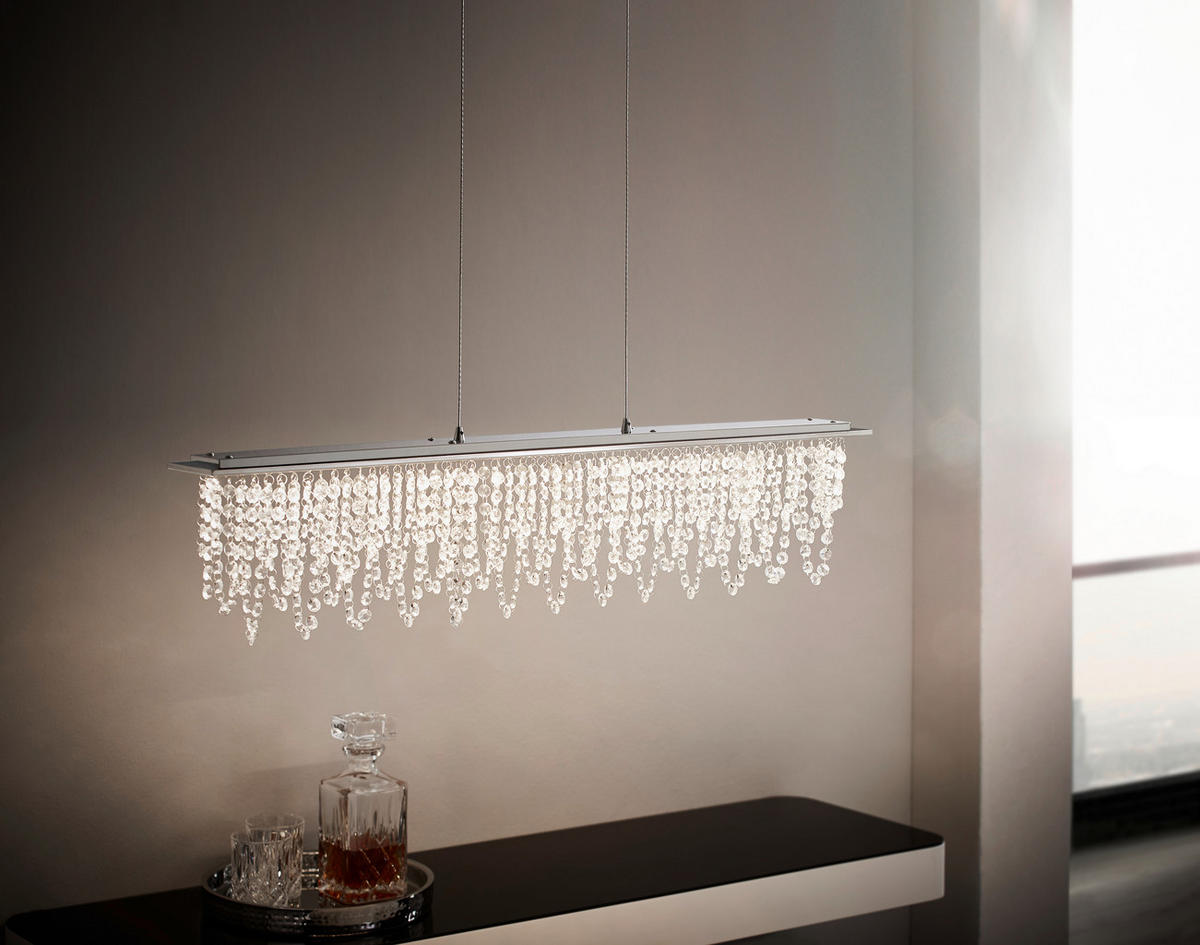 LED-HÄNGELEUCHTE  90 cm  - Klar, Design, Glas/Metall (90cm) - Globo