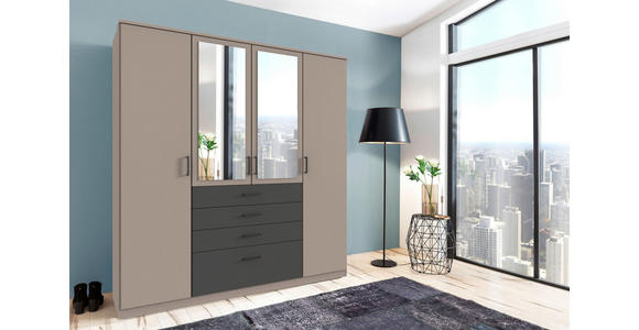 KLEIDERSCHRANK in Graphitfarben, Grau - Schwarz/Graphitfarben, KONVENTIONELL, Glas/Holzwerkstoff (180/199/58cm) - Carryhome