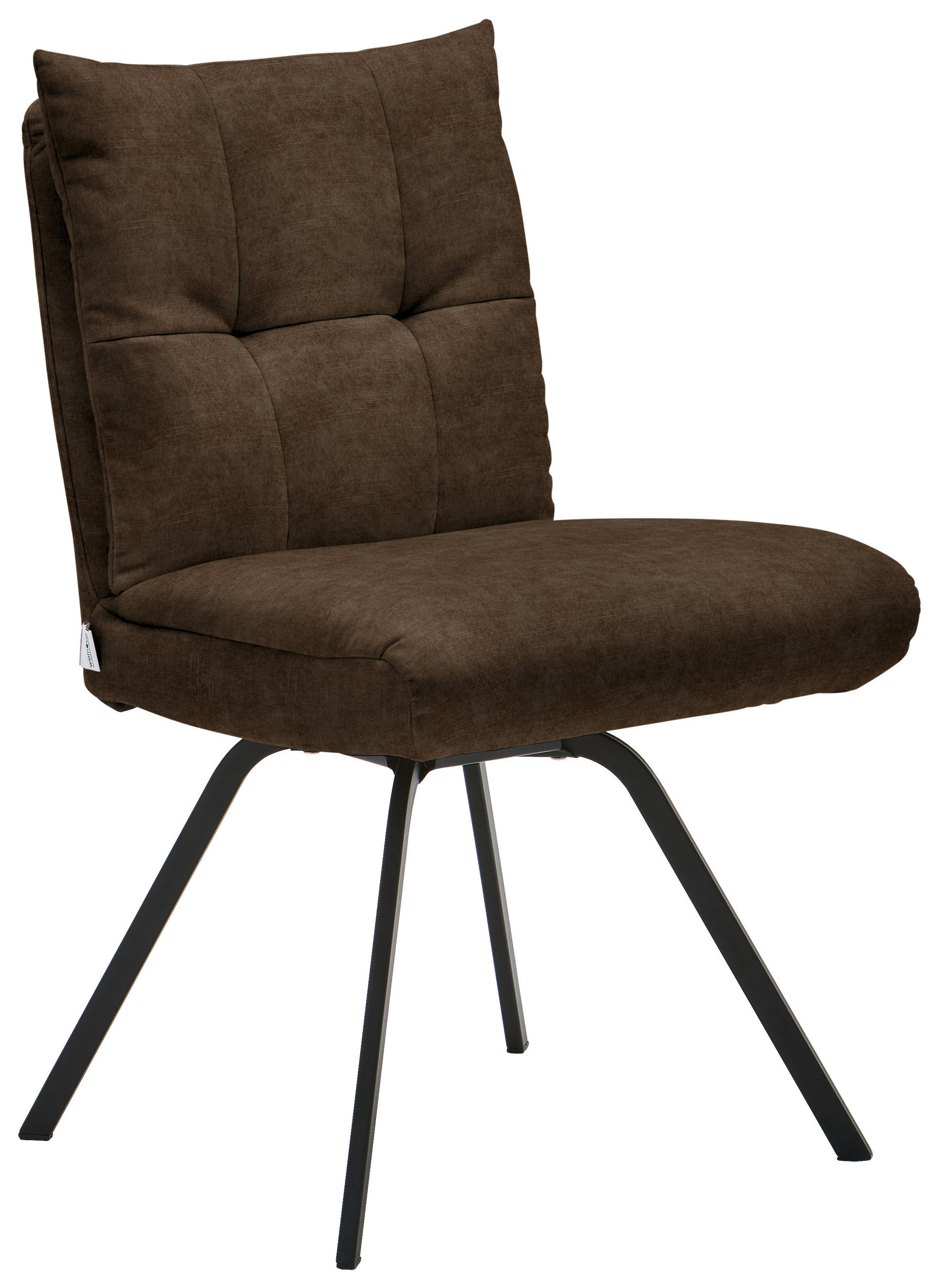 STUHL  in Velours Textil  - Dunkelbraun/Schwarz, Design, Textil/Metall (50/84/68cm) - Welnova