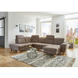 WOHNLANDSCHAFT in Mikrofaser Graubraun  - Wildeiche/Graubraun, KONVENTIONELL, Holz/Textil (243/343/185cm) - Voleo