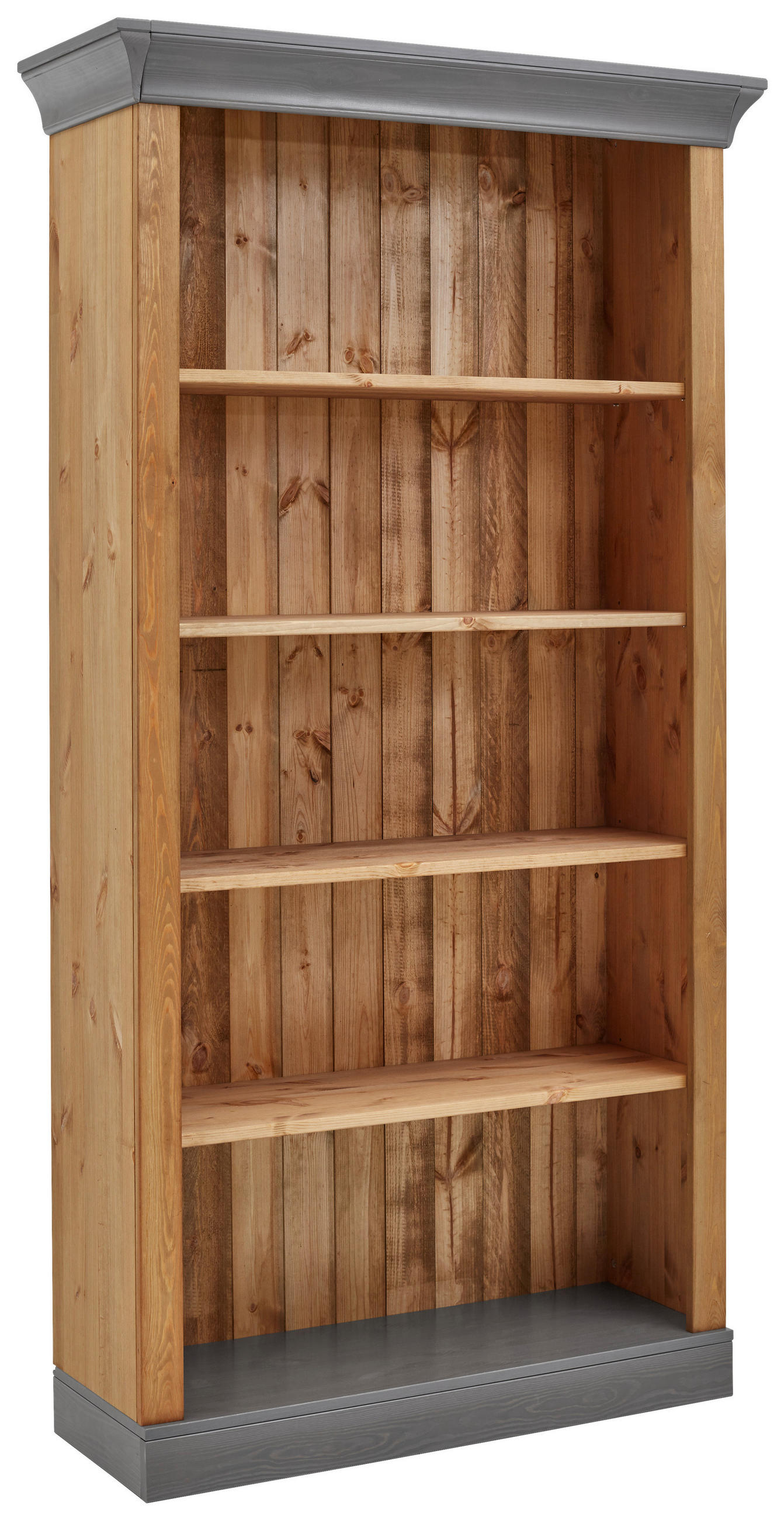 REGAL Kiefer massiv Grau, Laugenfarbig  - Laugenfarbig/Grau, ROMANTIK / LANDHAUS, Holz (108/202/38cm) - Boxxx