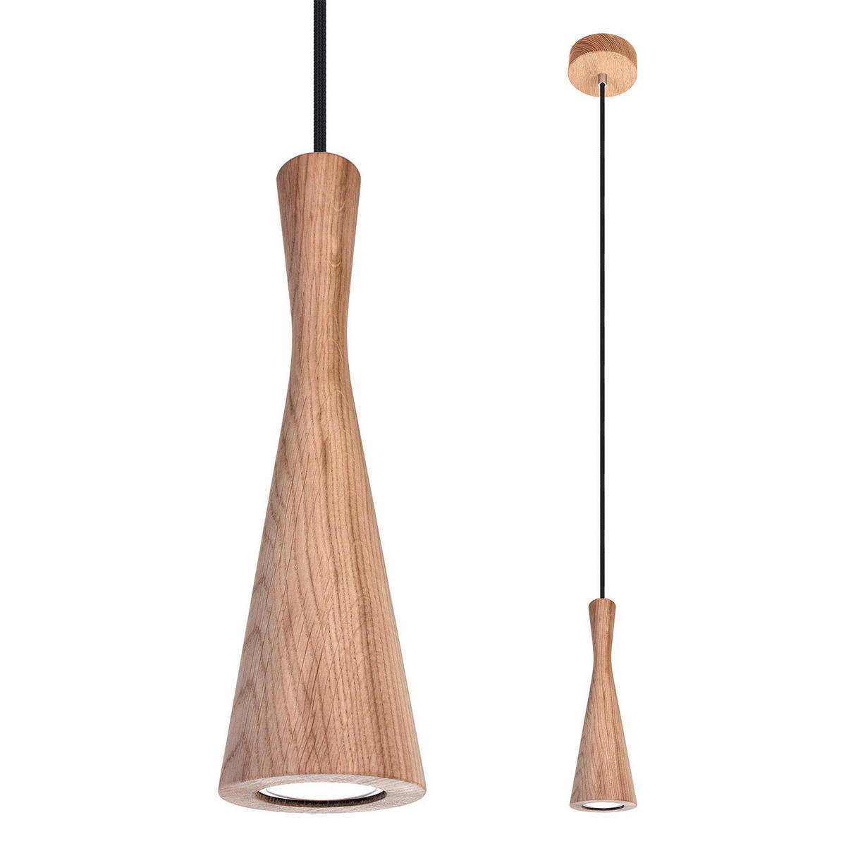 ZÁVĚSNÉ SVÍTIDLO, 10/90-140 cm  - černá/barvy dubu, Natur, dřevo (10/90-140cm)