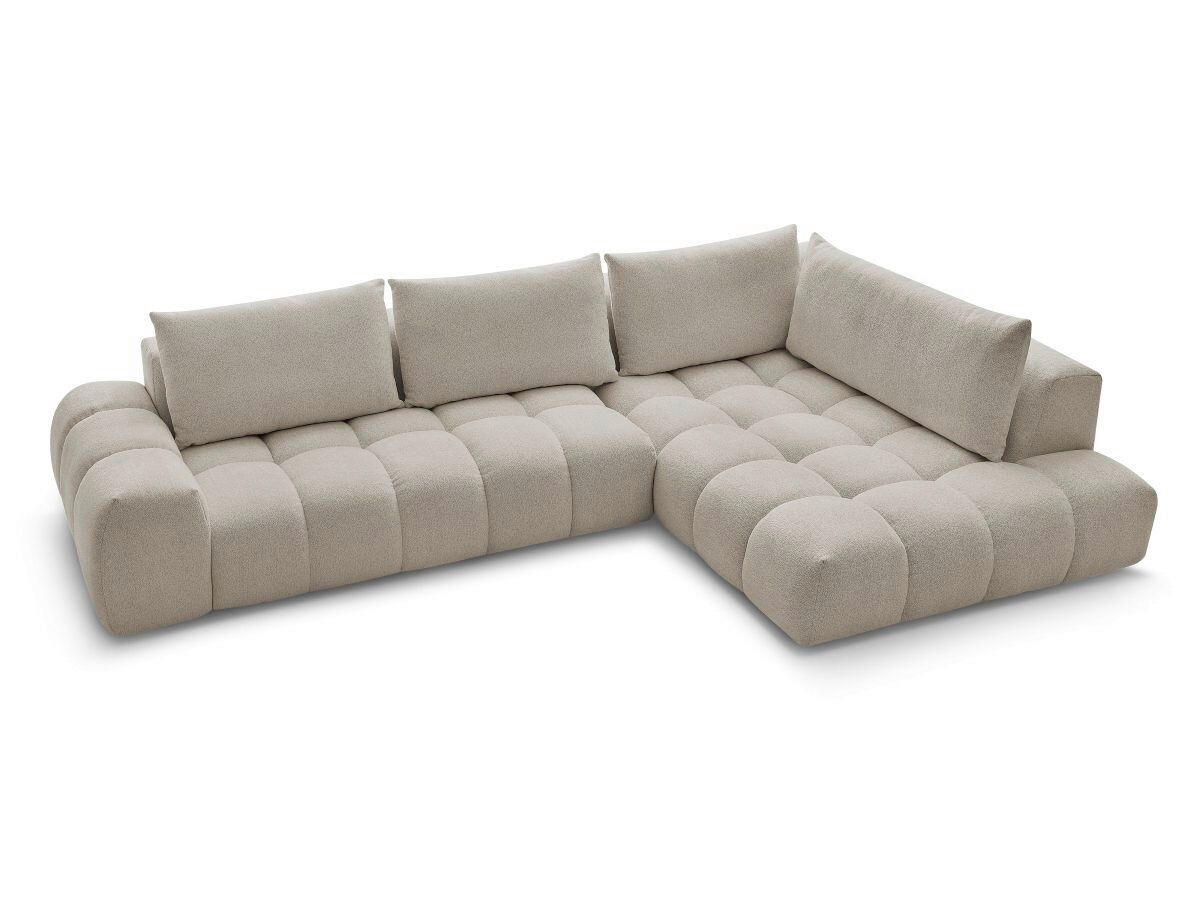 ECKSOFA Ottomane rechts  EVEREST Taupe Flachgewebe  - Taupe/Schwarz, MODERN, Kunststoff/Textil (352/210cm)