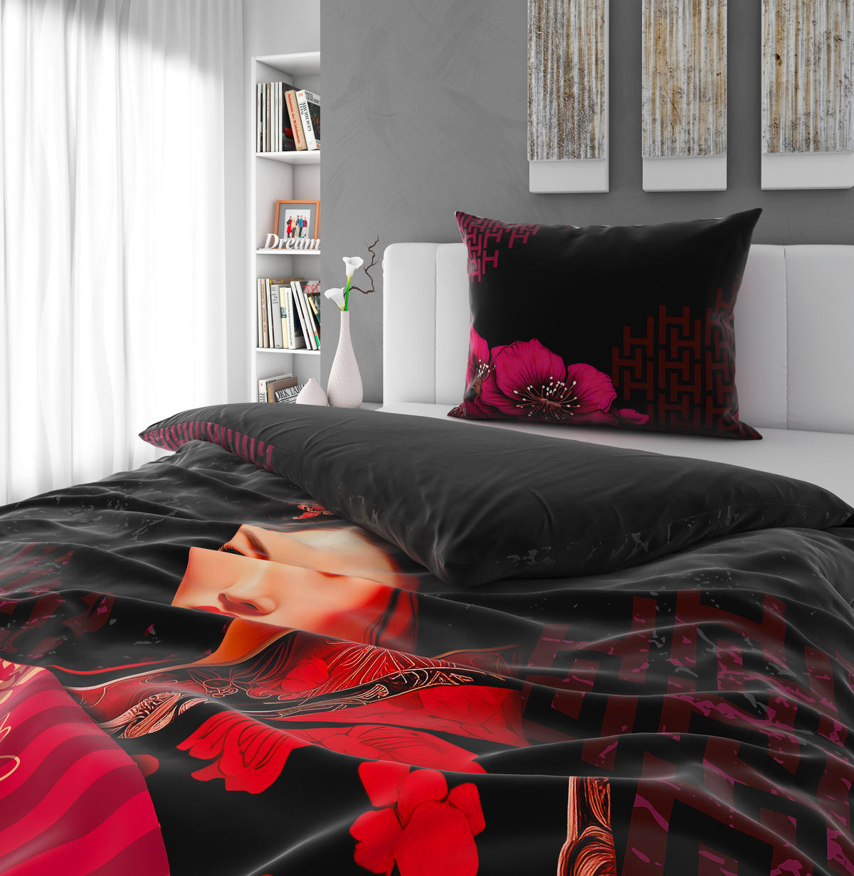 OBOJSTRANNÁ POSTEĽNÁ BIELIZEŇ, satén, čierna, 140/200 cm - čierna, Trend, textil (140/200cm) - Esposa