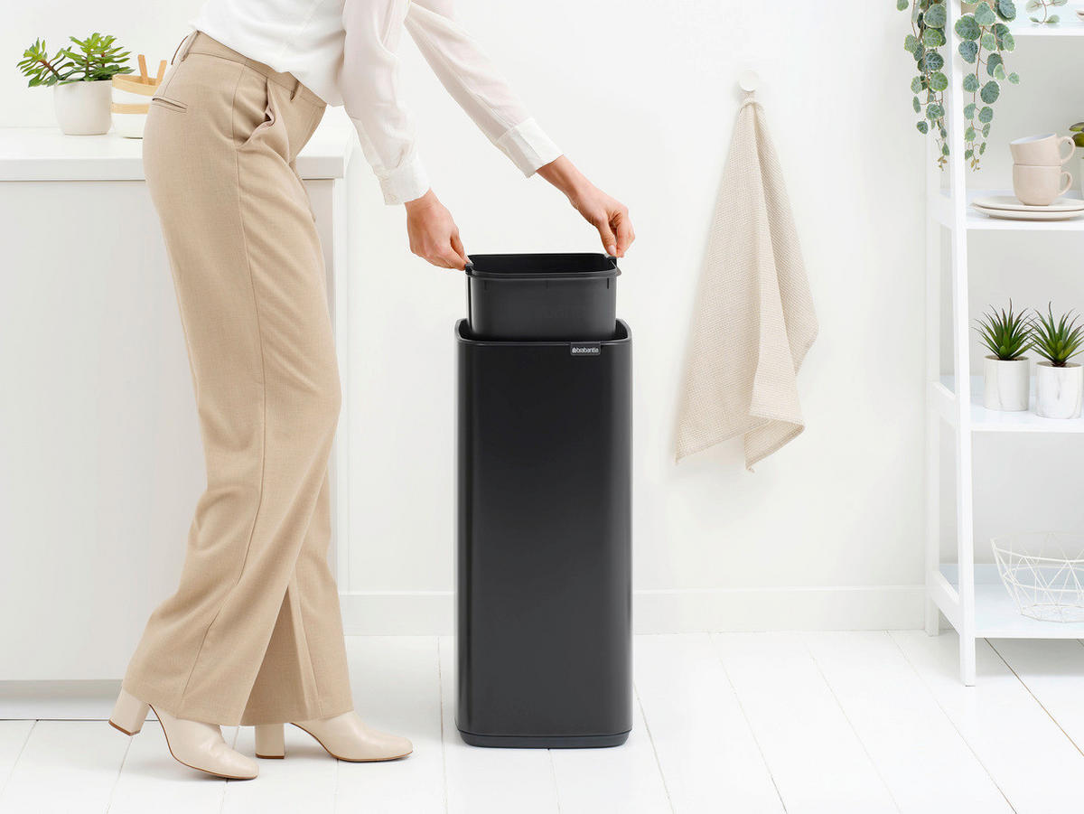 KANTA SA PAPUČICOM  30 l   - crna/antracit, Dizajnerski, metal/plastika (28/65/30,5cm) - Brabantia