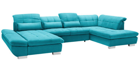 WOHNLANDSCHAFT  in Mikrofaser Türkis  - Türkis/Chromfarben, Design, Kunststoff/Textil (204/350/211cm) - Xora