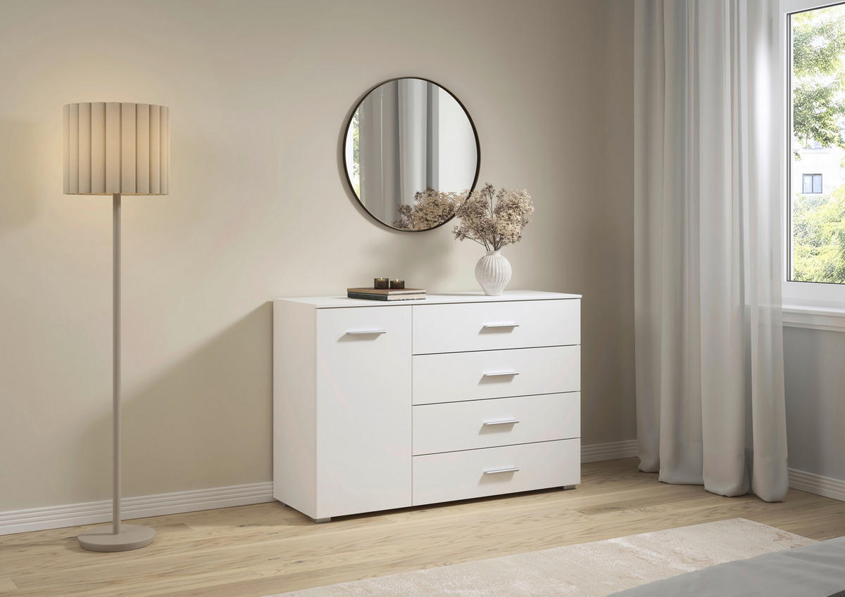 SIDEBOARD  120/81/42 cm 4 Schublade(n)  - Alufarben/Weiß, KONVENTIONELL, Holzwerkstoff/Kunststoff (120/81/42cm) - home24