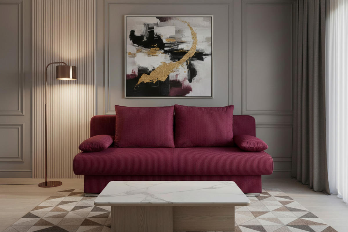 SCHLAFSOFA  mit Liegefunktion, Rücken echt Rot  - Chromfarben/Rot, Design, Kunststoff/Textil (193/86/85cm) - P & B