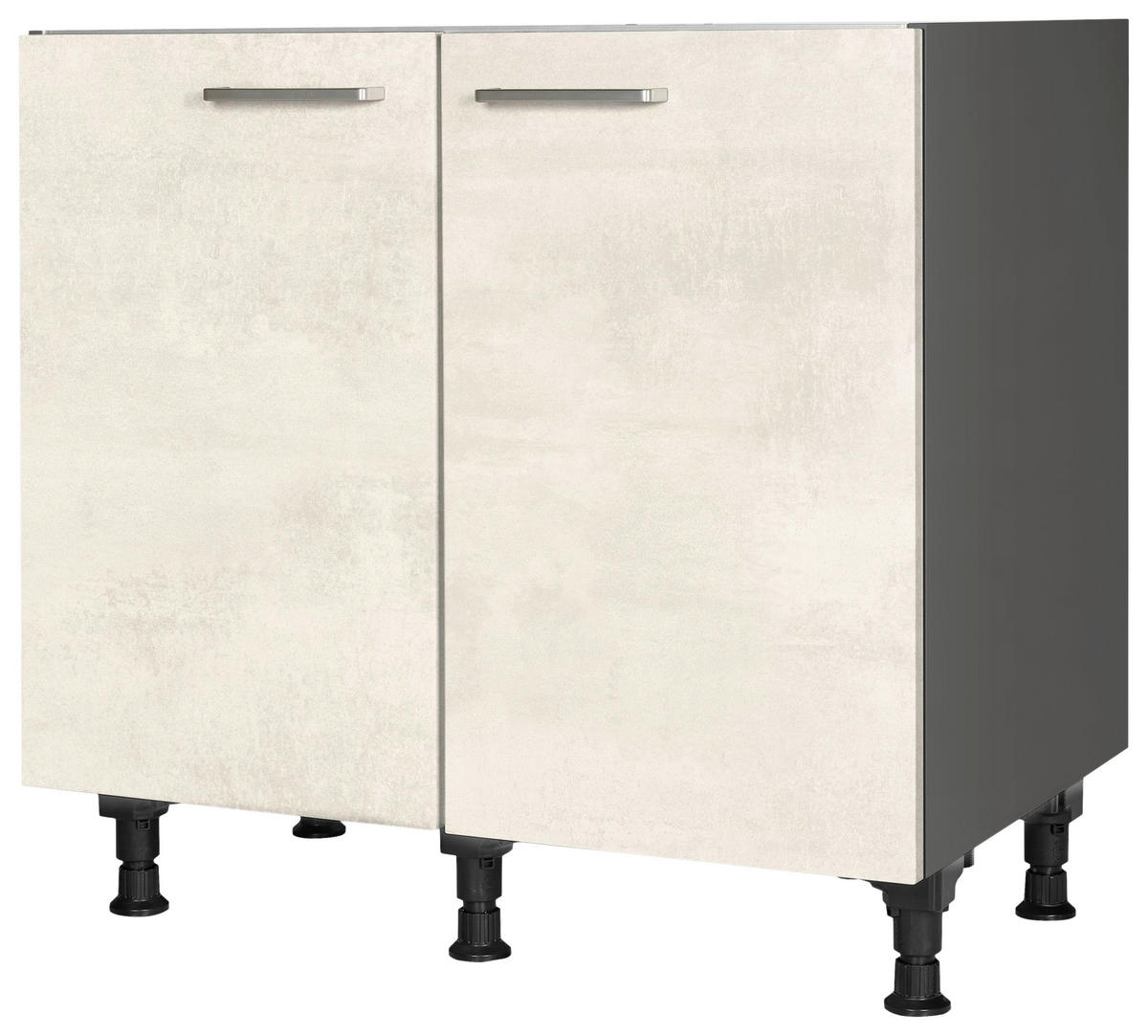 SPÜLENUNTERSCHRANK 90/87/56 cm  in Weiß  - Schieferfarben/Edelstahlfarben, MODERN, Holzwerkstoff/Metall (90/87/56cm) - Nobilia