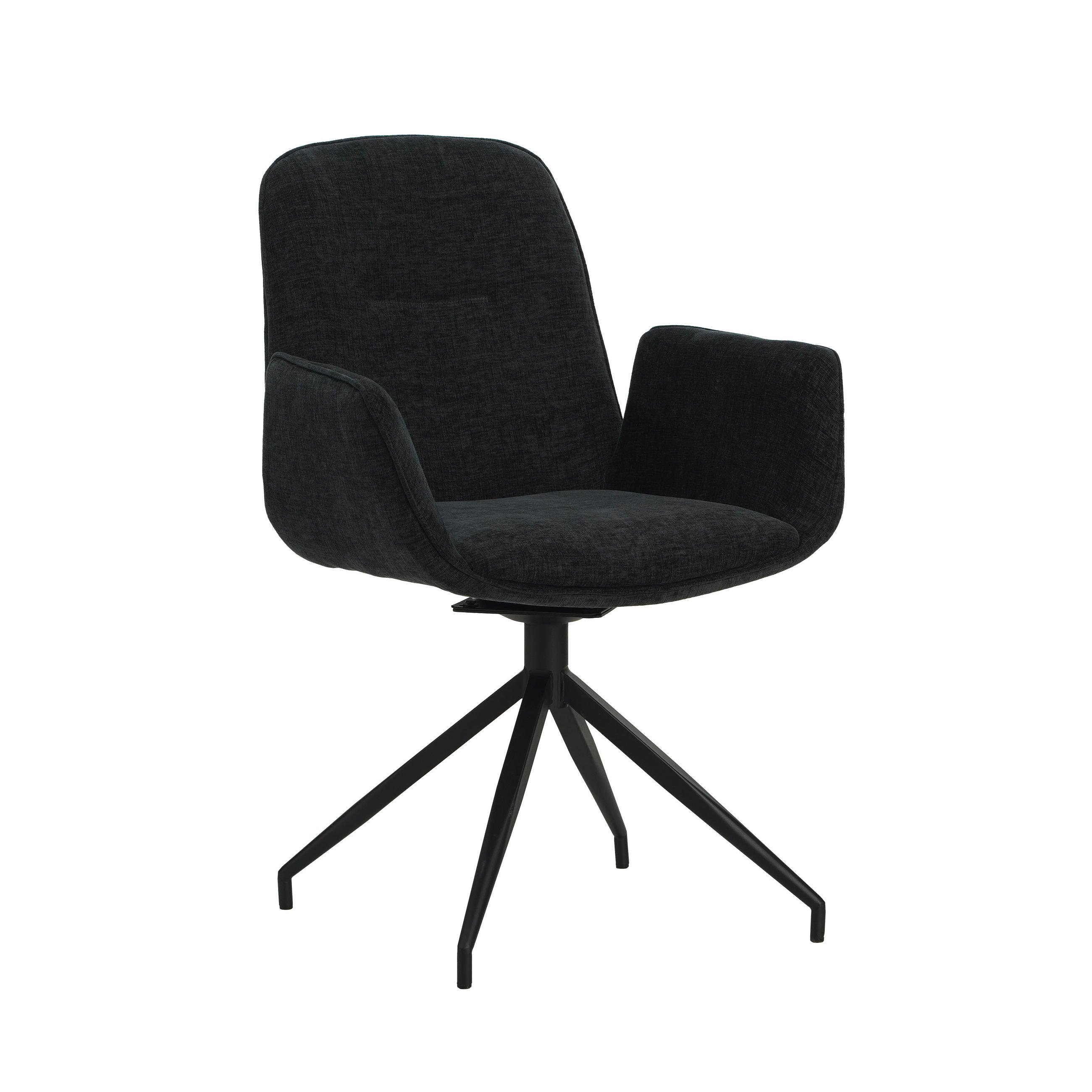 STOLIČKA S PODRÚČKAMI, ženilka, čierna - čierna, Modern, kov/textil (61/89/62cm) - MID.YOU