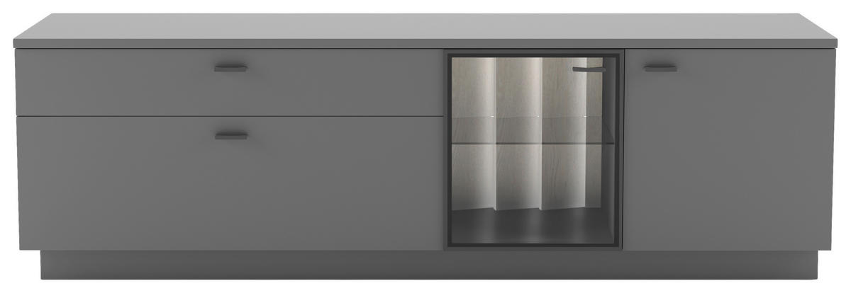 COMODĂ TV 192/81/44 cm  - argintiu/gri, Design, plastic/sticlă (192/81/44cm) - Livetastic