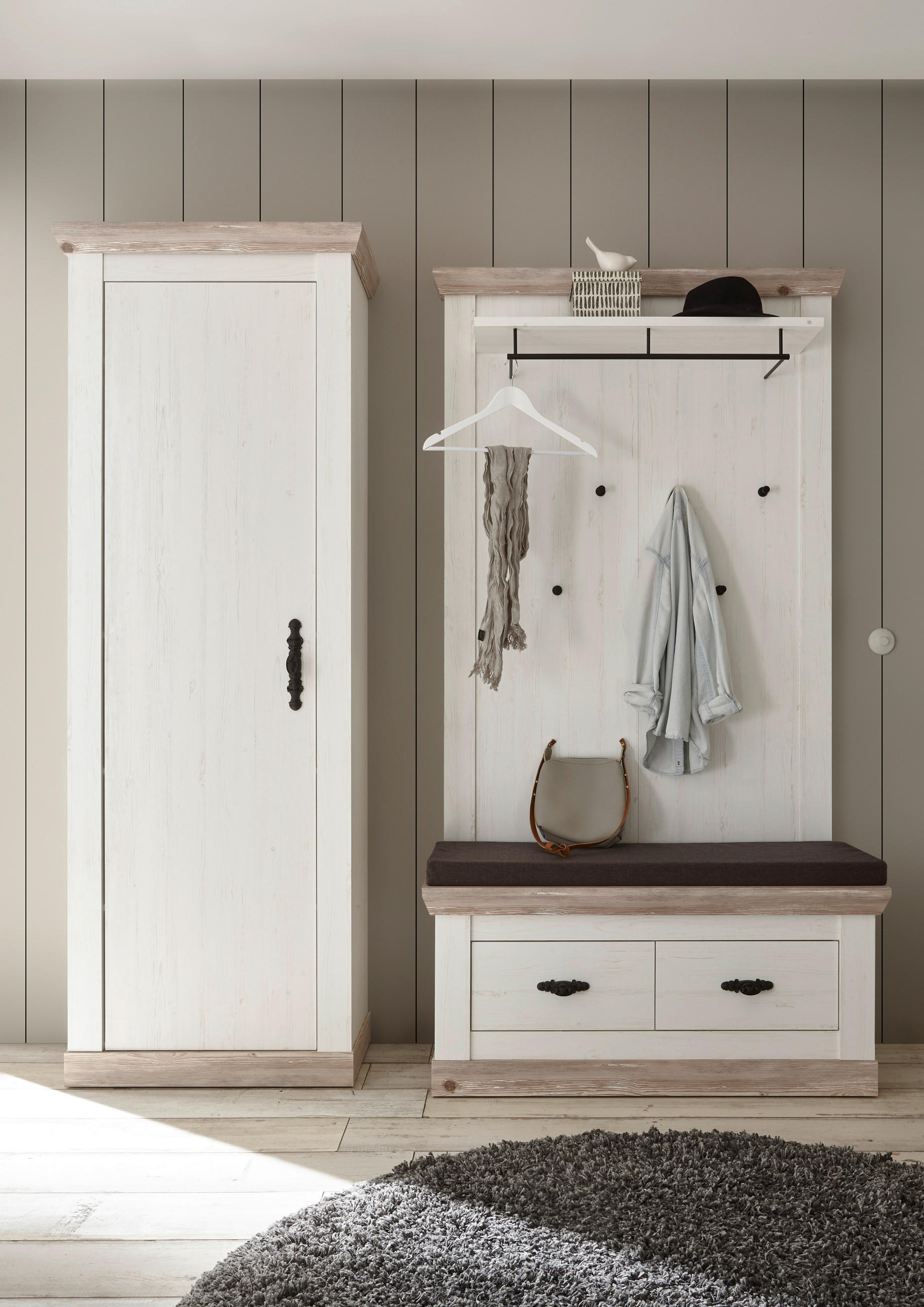 GARDEROBE 3-teilig  in 190/201/45 cm  - Hellbraun/Pinienfarben, Design, Holzwerkstoff (190/201/45cm) - MID.YOU