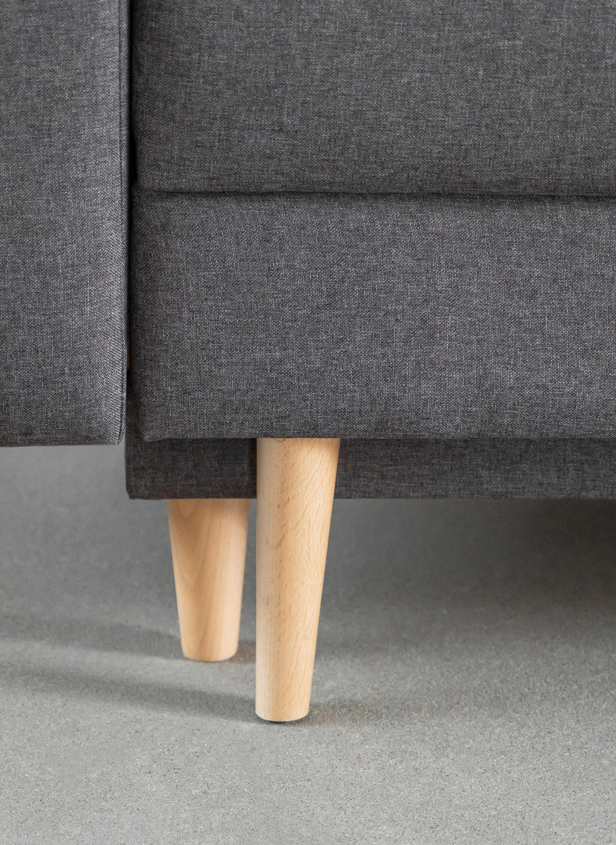SCHLAFSOFA in Webstoff Grau  - Buchefarben/Grau, Design, Holz/Textil (230/93/92cm) - MID.YOU