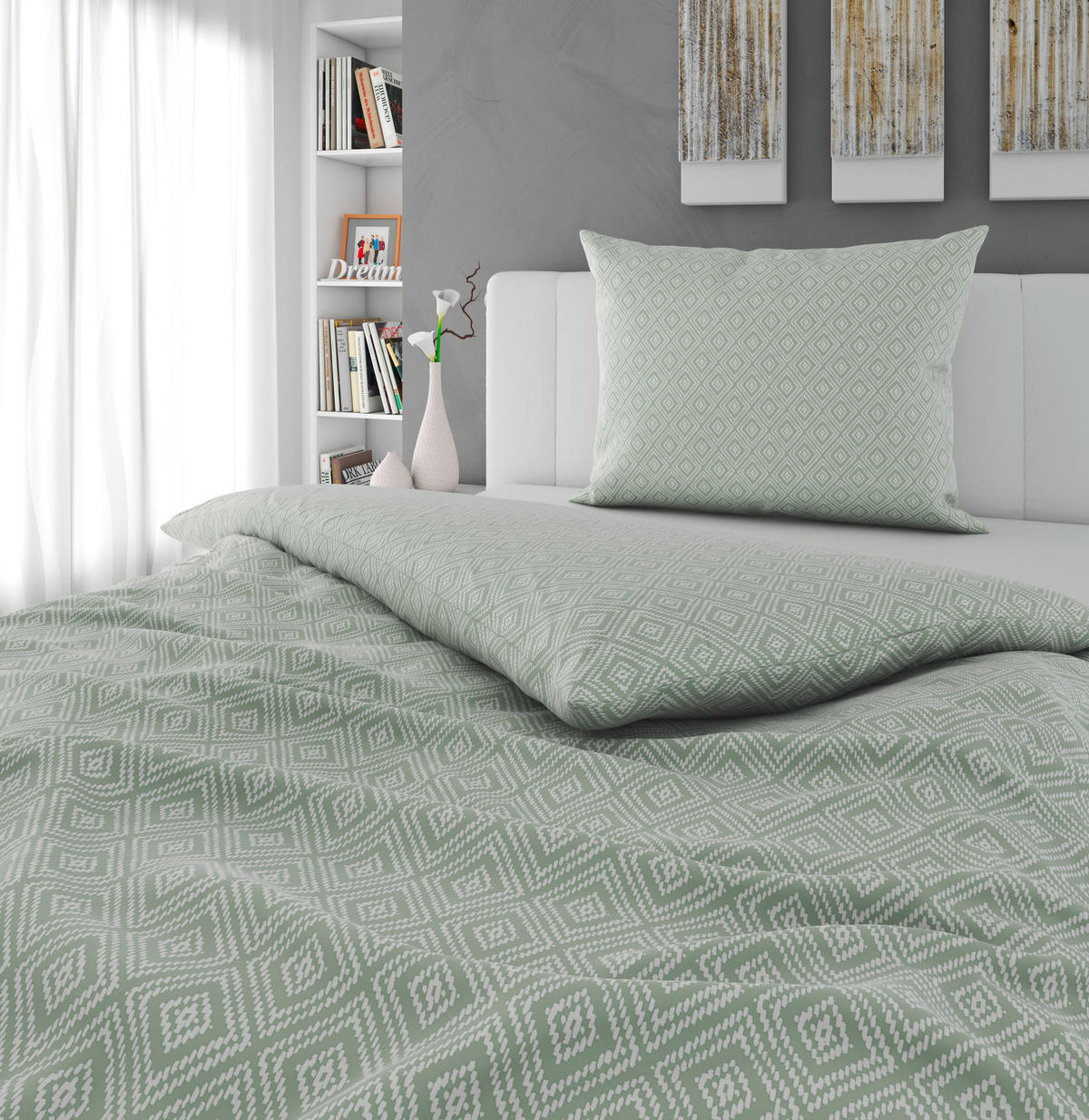 BETTWÄSCHE Mavie Satin 140/200 cm  - Grün, KONVENTIONELL, Textil (140/200cm) - Novel