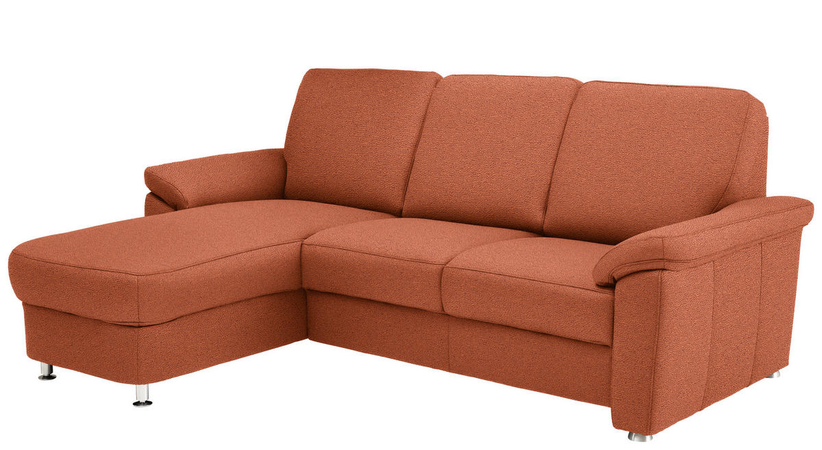ECKSOFA in Flachgewebe Terracotta  - Chromfarben/Terracotta, Konventionell, Textil/Metall (163/250cm) - Beldomo System