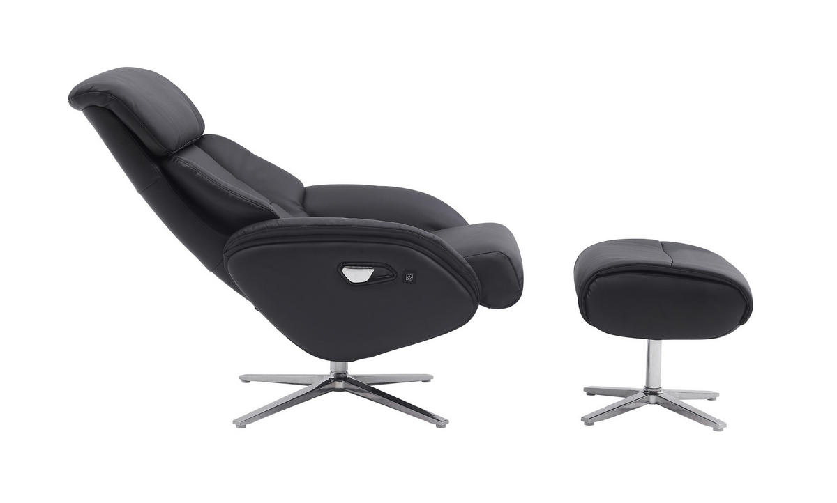 MASÁŽNE KRESLO, textil, koža, čierna - čierna/strieborná, Design, kov/koža (76/107/82cm) - Livetastic