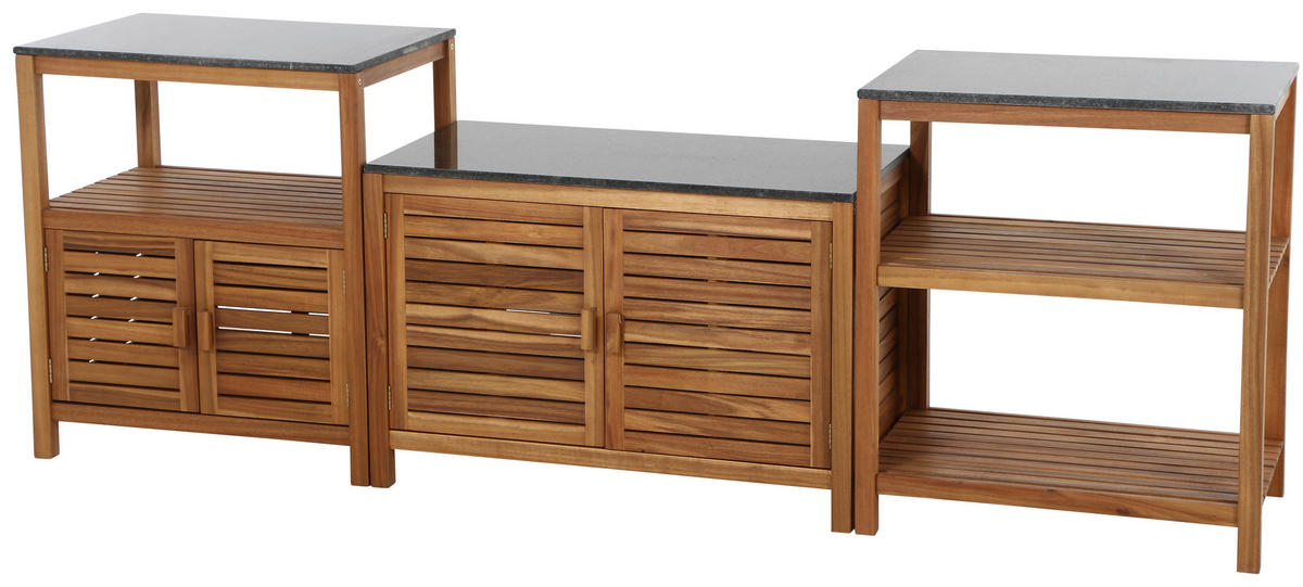 OUTDOORKÜCHE - Dunkelgrau/Naturfarben, Basics, Holz/Stein (100/87/156cm) - Siena Garden