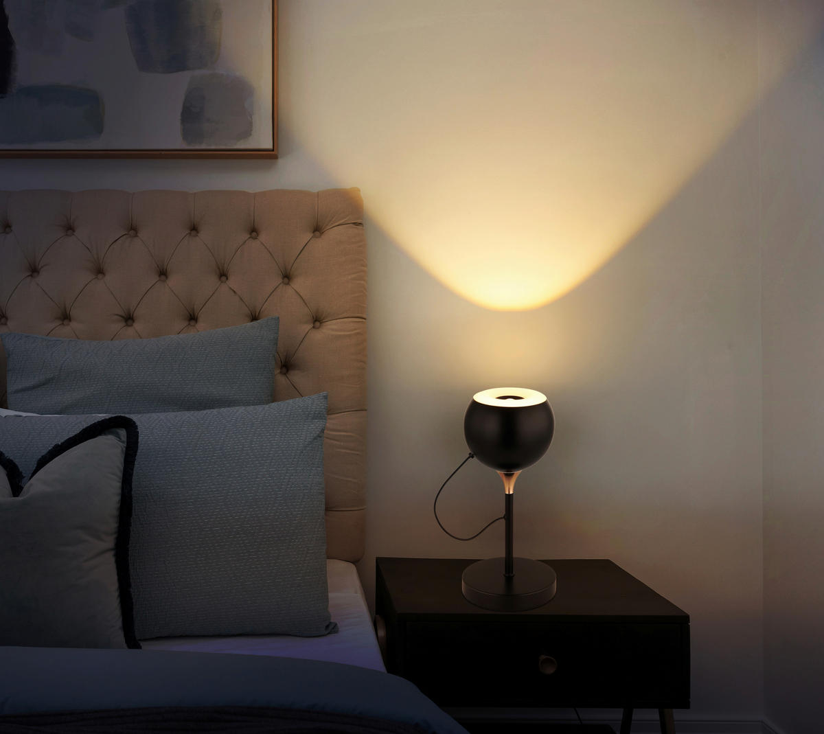 STOLNÍ LED LAMPA, 13/28,5 cm  - bílá/černá, Design, kov/plast (13/28,5cm) - Globo