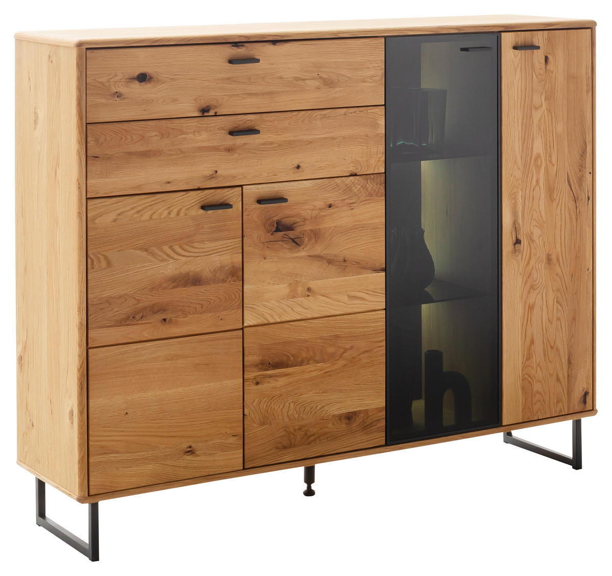 HIGHBOARD  in 149/119/37 cm  - Wildeiche/Anthrazit, Design, Glas/Holz (149/119/37cm) - MID.YOU