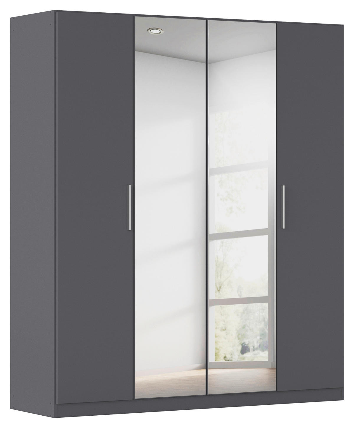 DREHTÜRENSCHRANK 181/210/54 cm,  in Grau, 4-türig  - Alufarben/Grau, KONVENTIONELL, Glas/Holzwerkstoff (181/210/54cm) - home24