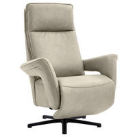 RELAXSESSEL in Leder Ecru  - Ecru/Schwarz, Design, Leder/Metall (83/112/87-174cm) - Valdera