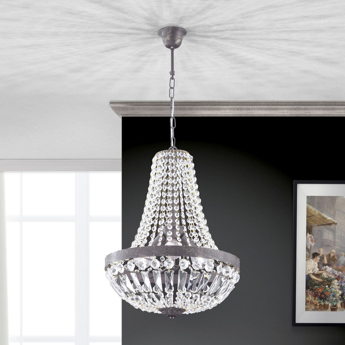 KRISTALL-HÄNGELEUCHTE 40/120 cm   - Bronzefarben, LIFESTYLE, Glas/Metall (40/120cm)