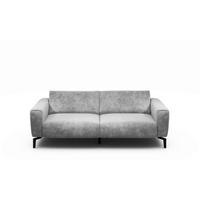 2,5-SITZER Samt Hellgrau  - Hellgrau/Schwarz, Design, Textil/Metall (220/86/86-94cm) - SENSOO