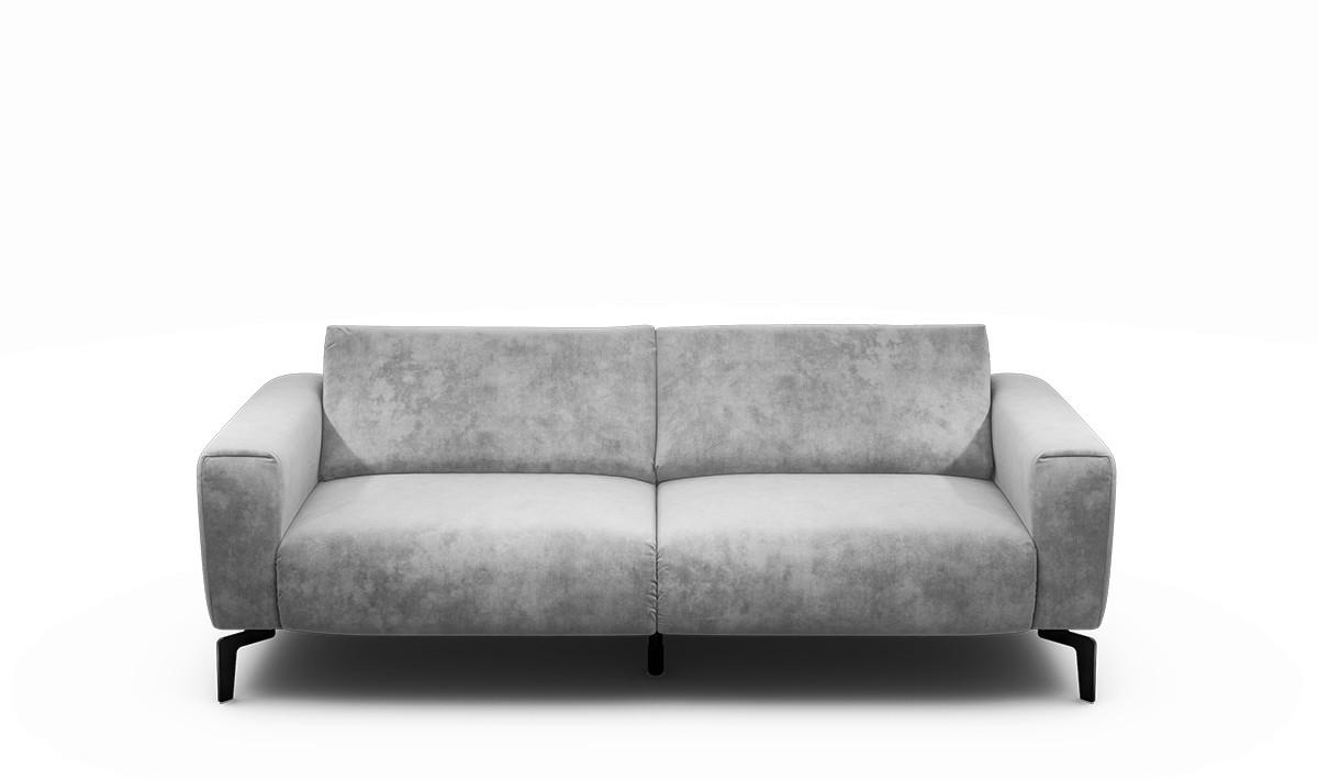 2,5-SITZER Samt Hellgrau  - Hellgrau/Schwarz, Design, Textil/Metall (220/86/86-94cm) - SENSOO