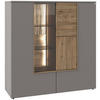 HIGHBOARD Grau, Wildeiche  127,9/132/42,9 cm  - Wildeiche/Grau, Design, Glas/Holz (127,9/132/42,9cm) - Voglauer